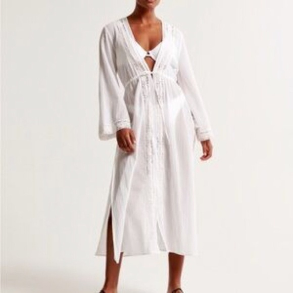 Abercrombie & Fitch Longsleeve Front Tie Maxi Dress Coverup - Picture 2 of 8